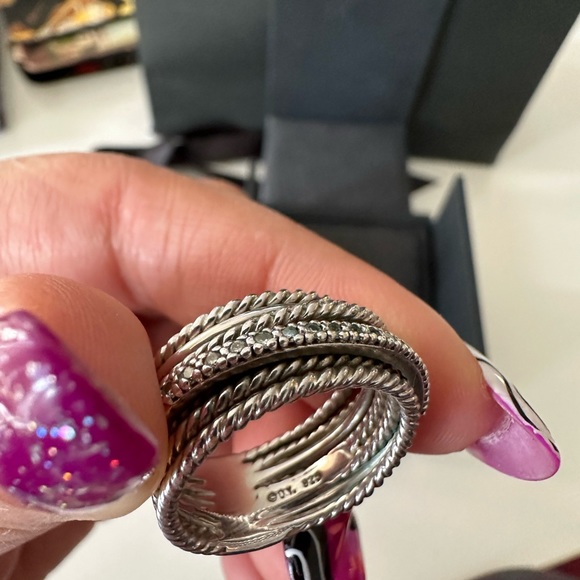 Authentic David Yurman crossover ring with pave diamonds - Picture 6 of 12